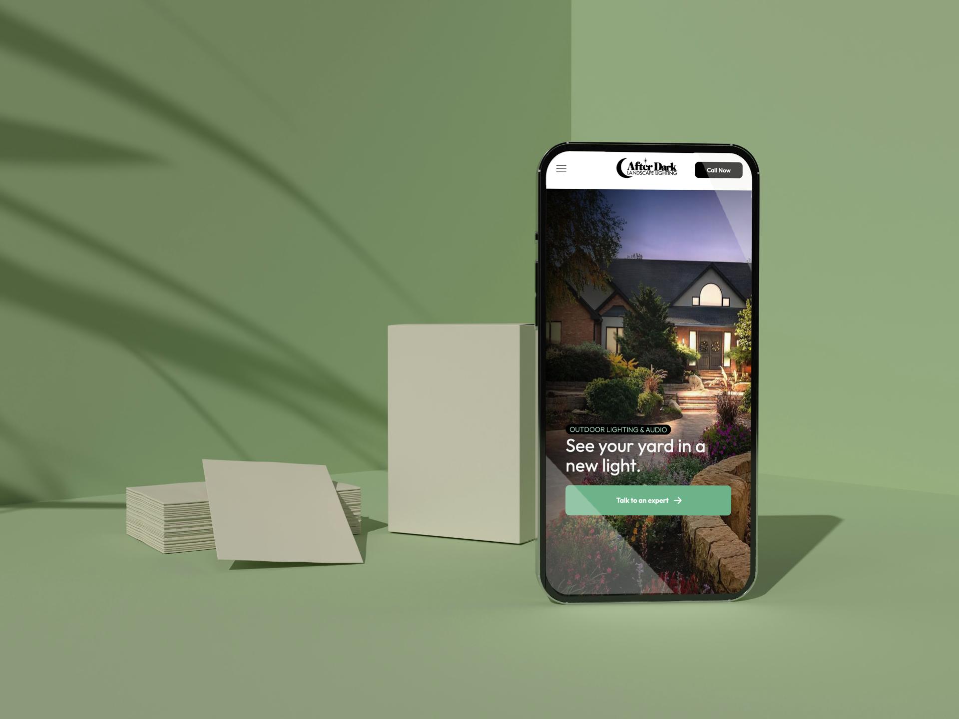 Homeowner browsing a landscaping website on their phone